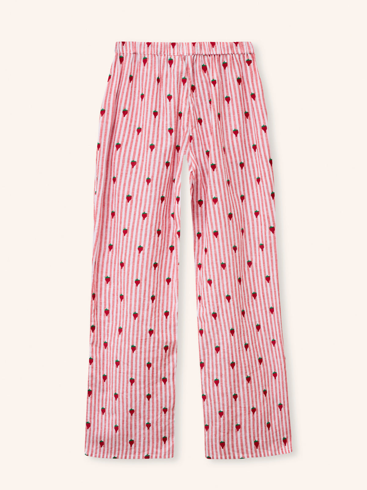 Helmstedt ESTHER PANTS Trousers Red Stripe w Strawberry Emb