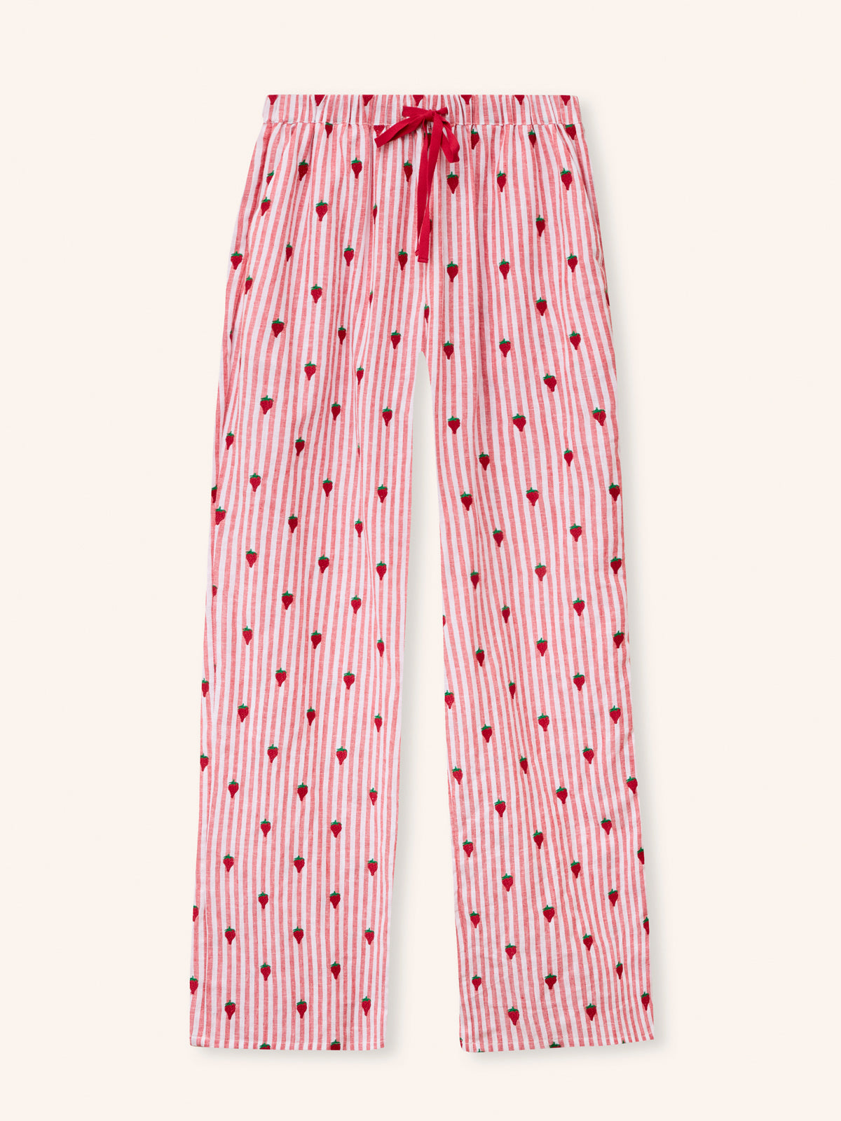 Helmstedt ESTHER PANTS Trousers Red Stripe w Strawberry Emb
